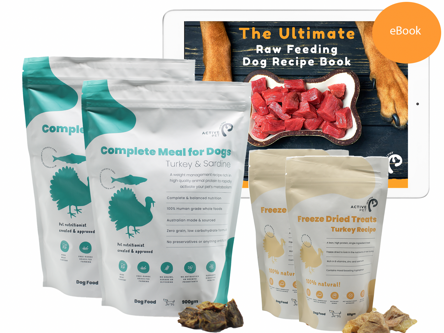Combo Pack - Raw Feeding Recipes Plus Air Dried Complete Dog Food & Treats