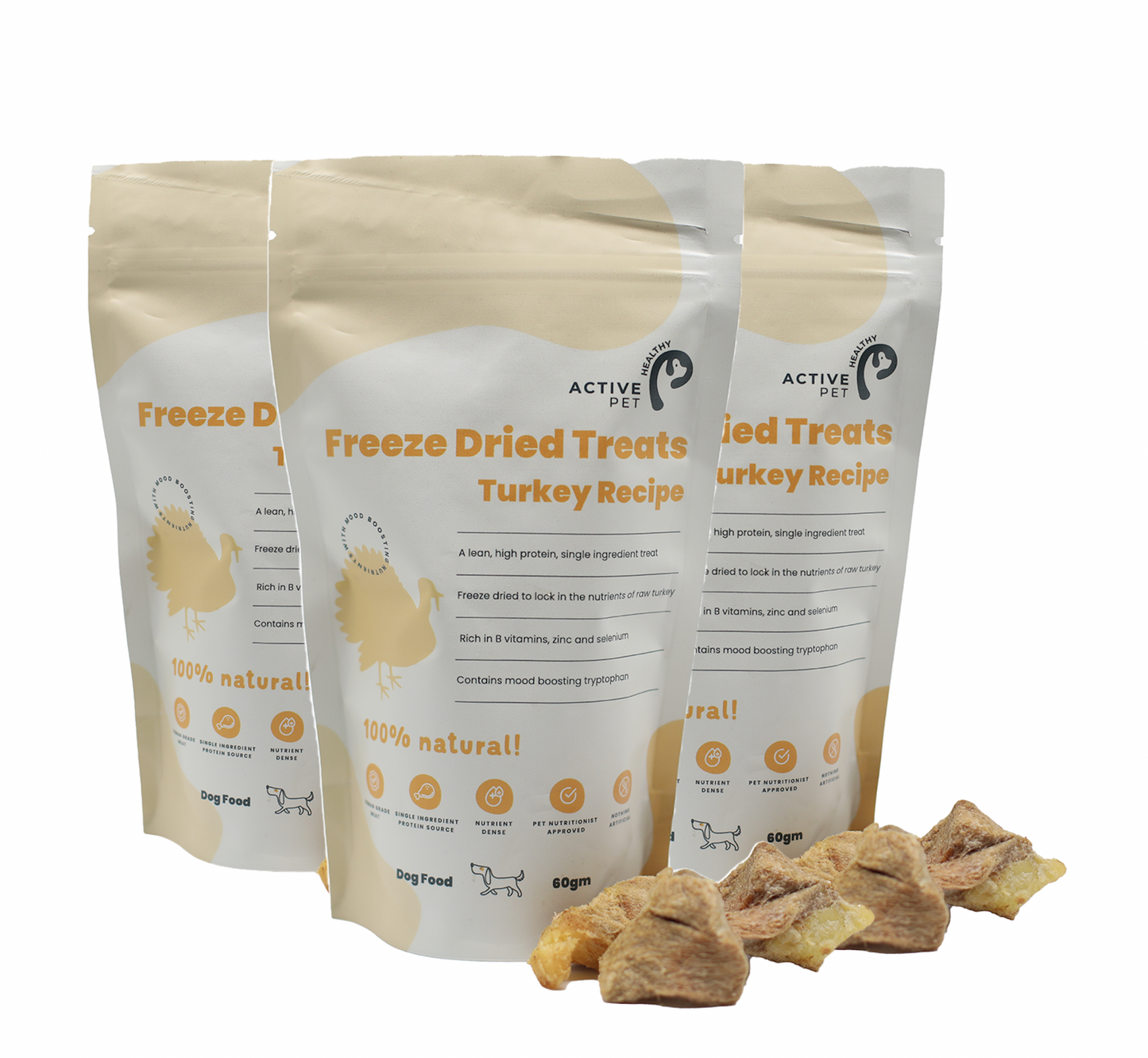 Freeze Dried Raw Turkey Treats Pack of 3